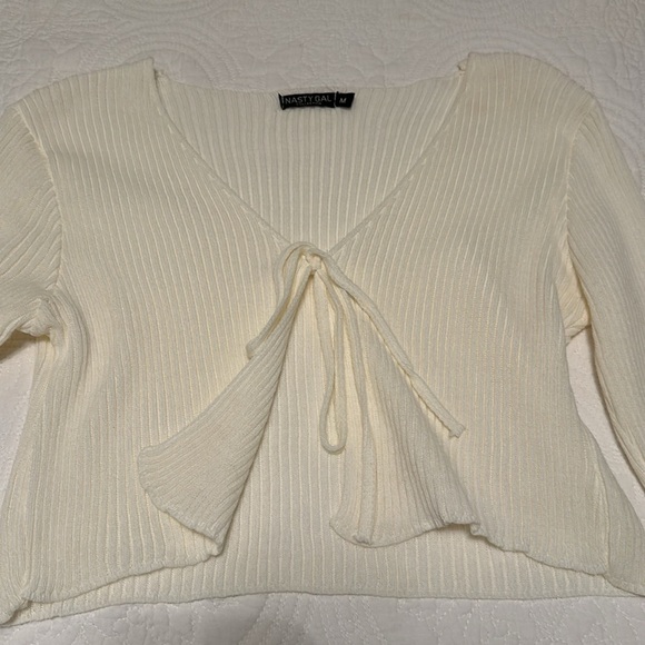 NWOT RARE NastyGal Open Tie Cardigan in Cream Size M - Picture 10 of 16